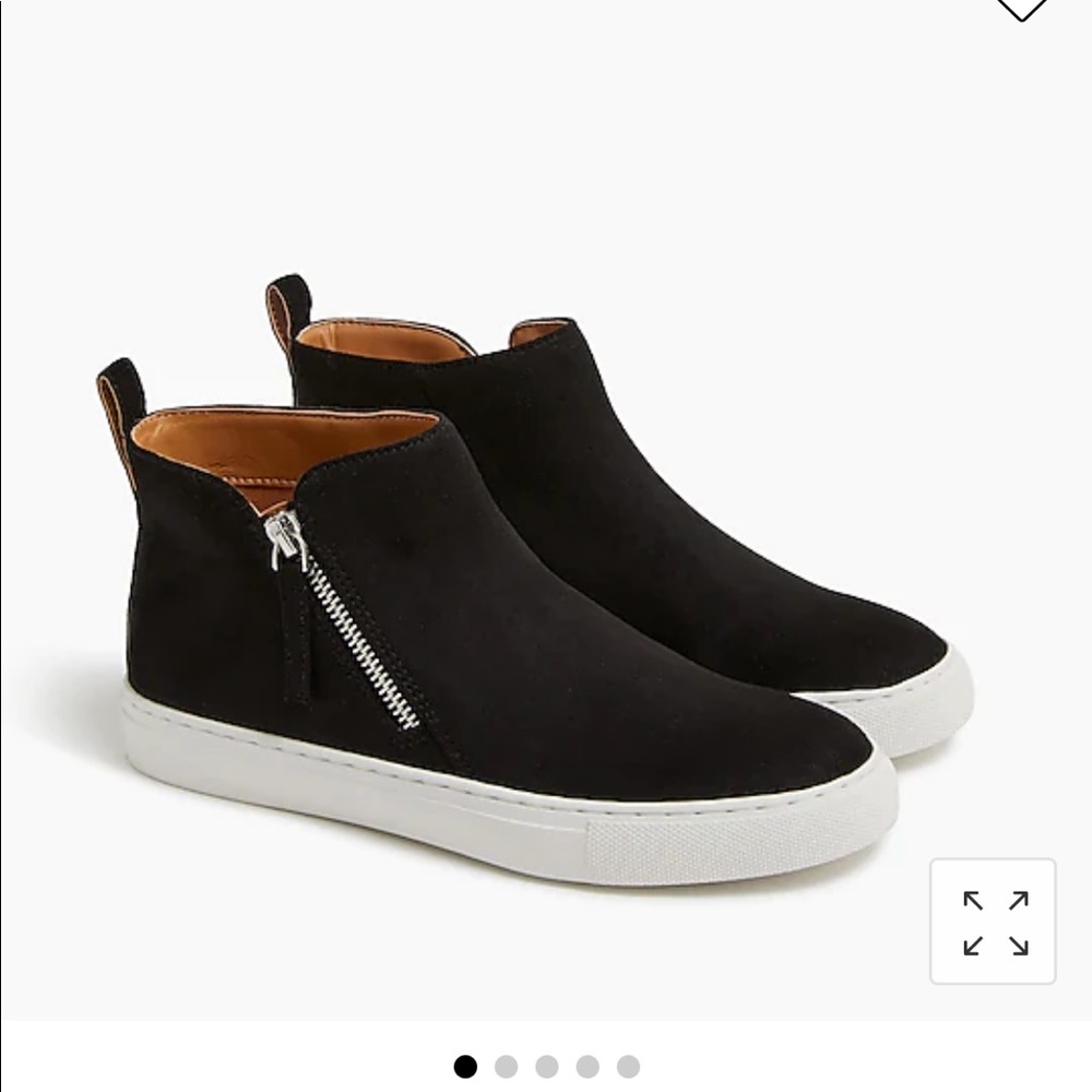 J. Crew Faux Suede Black High Top Sneaker Boots, size 7.5 or 8